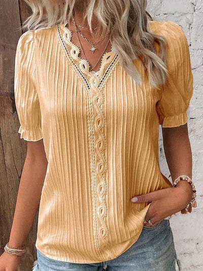 Kanten blouse met korte mouwen