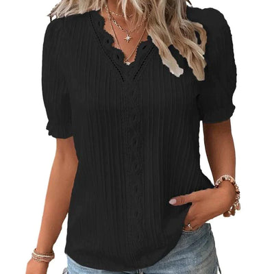 Kanten blouse met korte mouwen