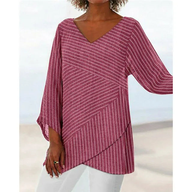 LILAH | Gestreept shirt met lange mouwen