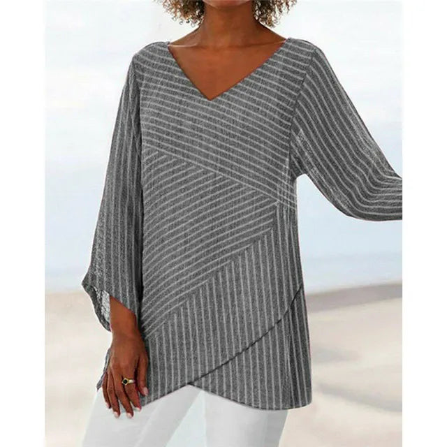 LILAH | Gestreept shirt met lange mouwen