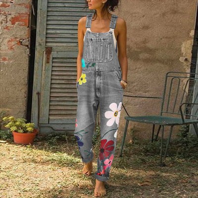 Sarah™ | Stijlvolle denim jumpsuit met bloemenpatroon