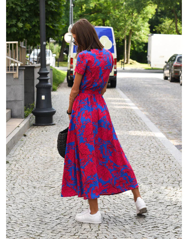 Amelia™ | Jurk met bloemenprint en korte mouwen