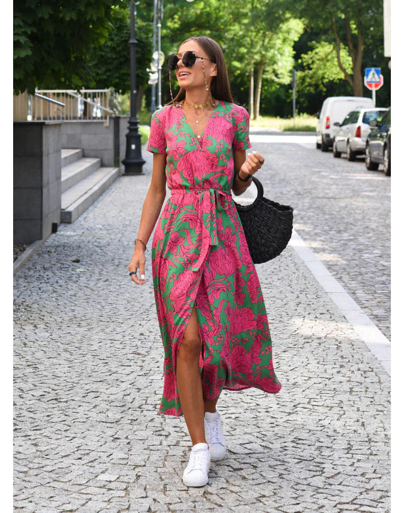 Amelia™ | Jurk met bloemenprint en korte mouwen