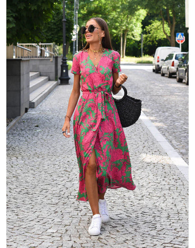 Amelia™ | Jurk met bloemenprint en korte mouwen