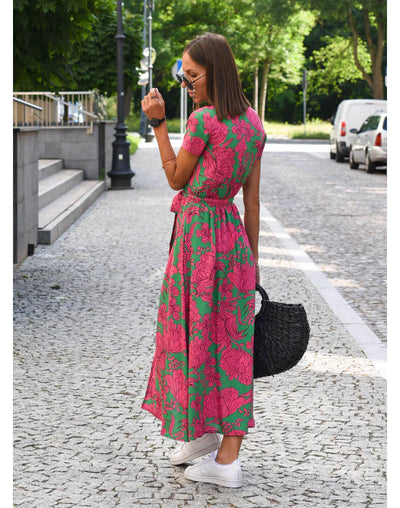 Amelia™ | Jurk met bloemenprint en korte mouwen