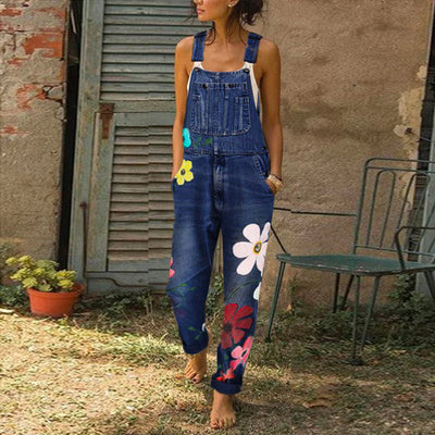 Sarah™ | Stijlvolle denim jumpsuit met bloemenpatroon