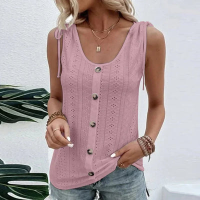 Effen T-shirt met U-hals