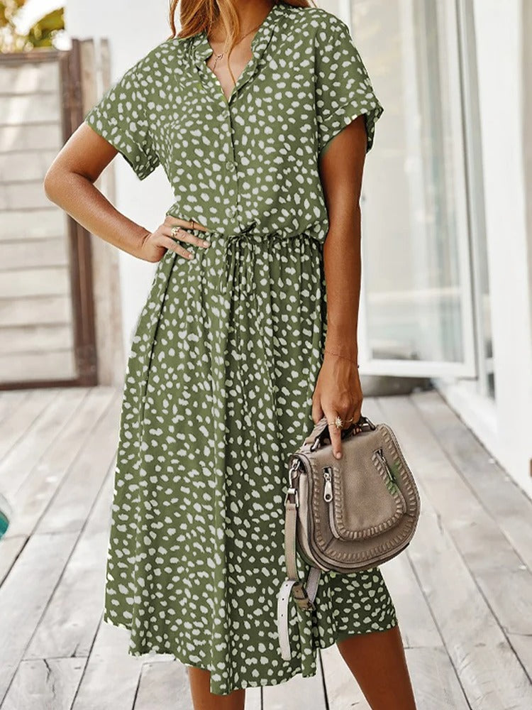 Myla | Midi-jurk met korte mouwen