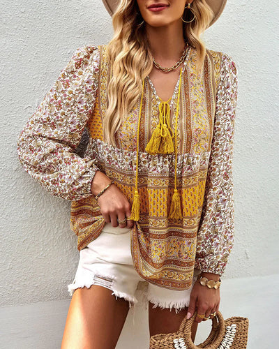 Tiaska | Casual Boho V-Hals Top
