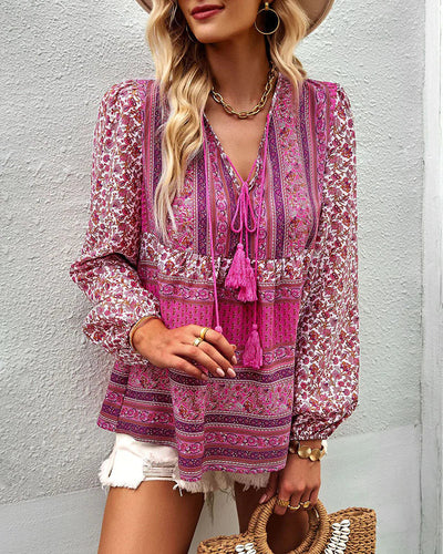 Tiaska | Casual Boho V-Hals Top