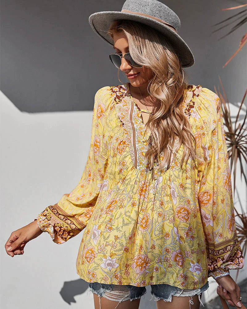 SANA | VINTAGE ZOMERBLOUSE MET LANGE MOUWEN