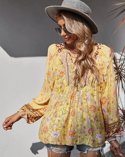 SANA | VINTAGE ZOMERBLOUSE MET LANGE MOUWEN