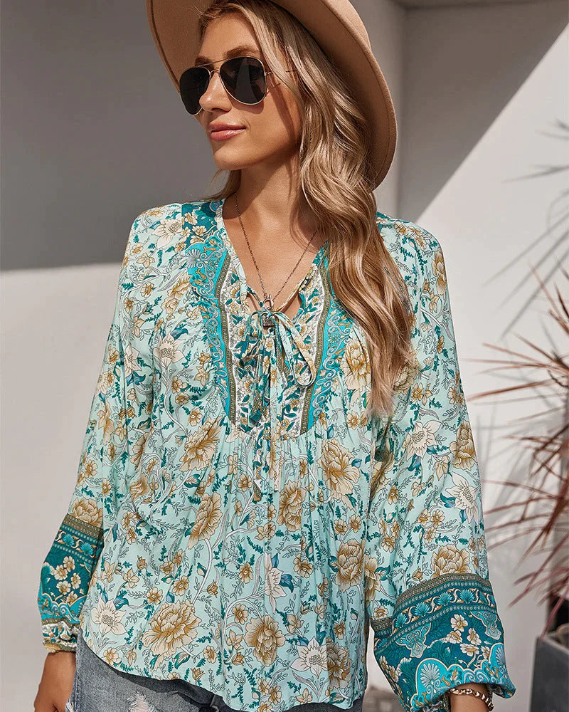 SANA | VINTAGE ZOMERBLOUSE MET LANGE MOUWEN