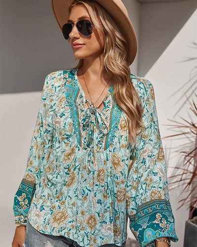 SANA | VINTAGE ZOMERBLOUSE MET LANGE MOUWEN