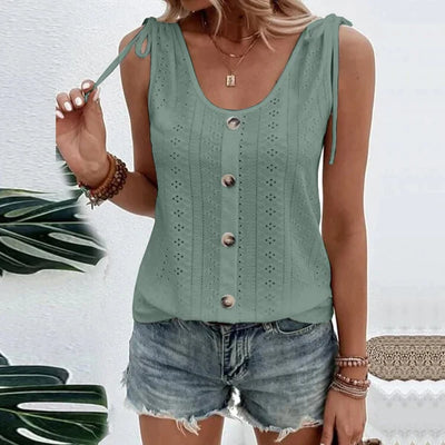 Effen T-shirt met U-hals