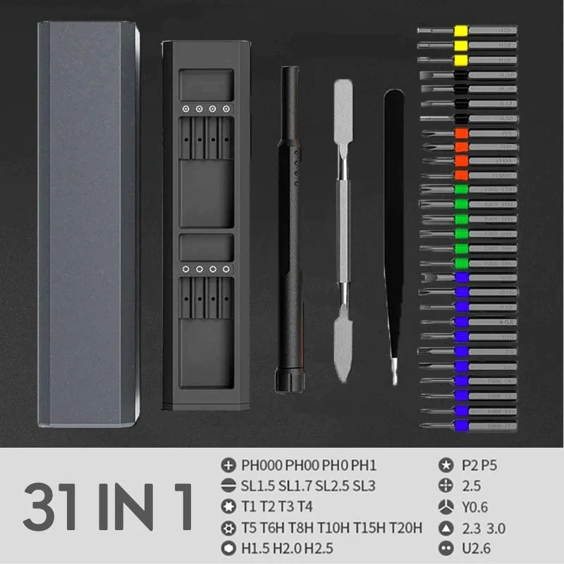 Precisionfix™ | 31 in 1 schroevendraaierset voor moeiteloze reparaties