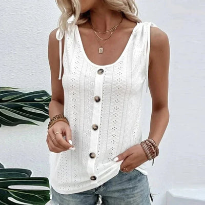 Effen T-shirt met U-hals