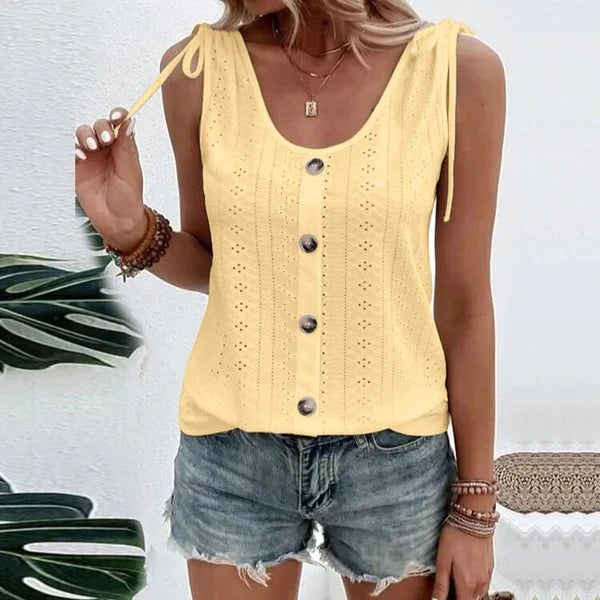 Effen T-shirt met U-hals